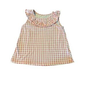 The Children’s Place Girl’s Pink And White Gingham Print Knit Tank Size 4T Front